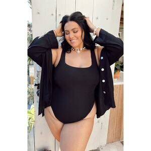 Show Me Your Mumu The Scrunch One Piece in Black Scrunch XL